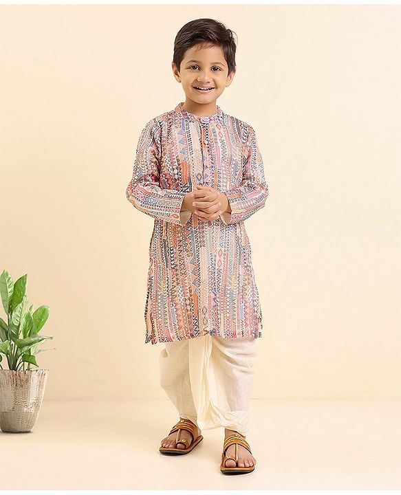 Babyhug Full Sleeves Kurta and Dhoti Set Printed - Multiclour