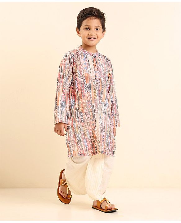 Babyhug Full Sleeves Kurta and Dhoti Set Printed - Multiclour