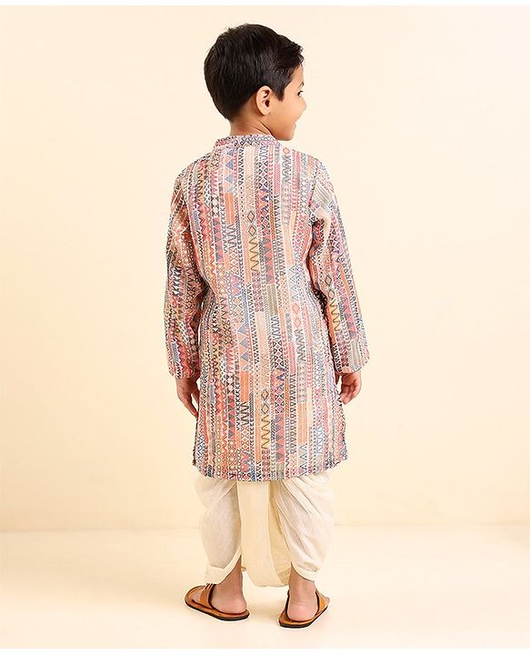 Babyhug Full Sleeves Kurta and Dhoti Set Printed - Multiclour