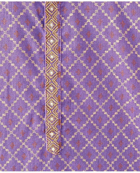 Babyhug Cotton Woven Full Sleeves Ethnic Printed Kurta & Dhoti Set - Lavender