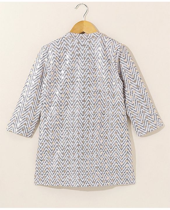 Babyhug Full Sleeves Cotton Kurta & Pyjama Set Printed- White