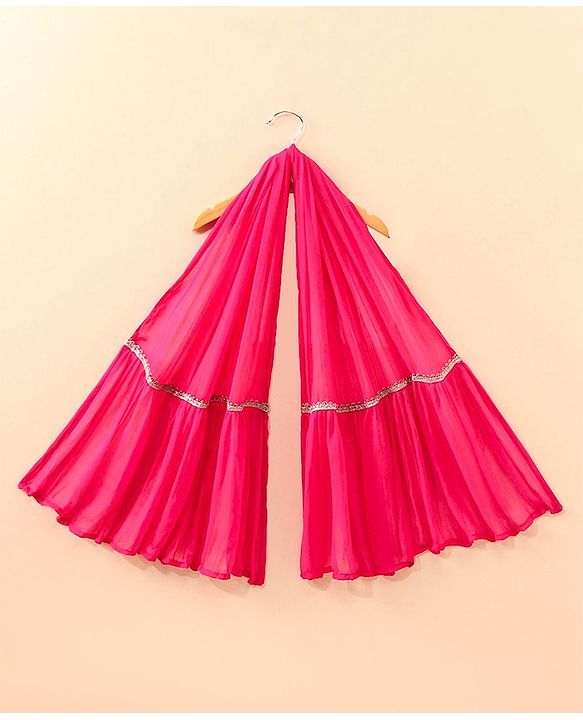 Babyhug Sleeveless Choli Lehenga And Dupatta Floral Print - Fuschia