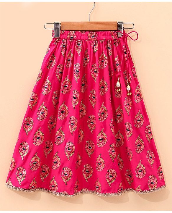 Babyhug Sleeveless Choli Lehenga And Dupatta Floral Print - Fuschia