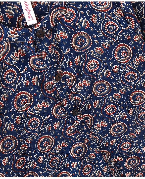 Babyhug Full Sleeves Kurta and Dhoti Set Printed - Dark Blue