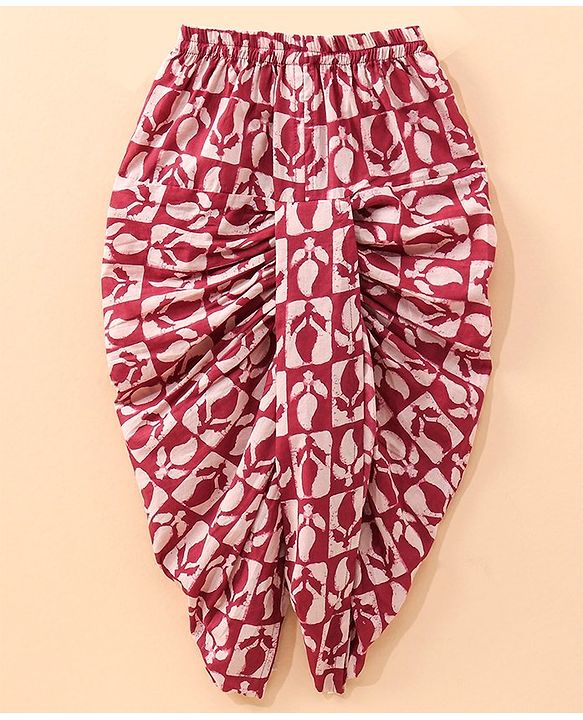 Babyhug   Full Sleeve Cotton Printed Kurta Dhoti Set - Purple