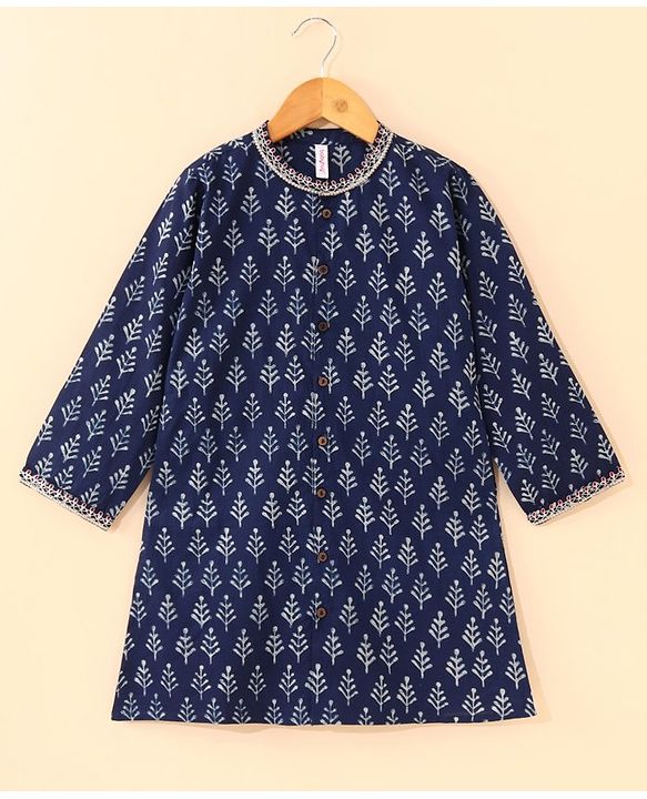Babyhug Full Sleeves Kurta and Dhoti Set - Indigo
