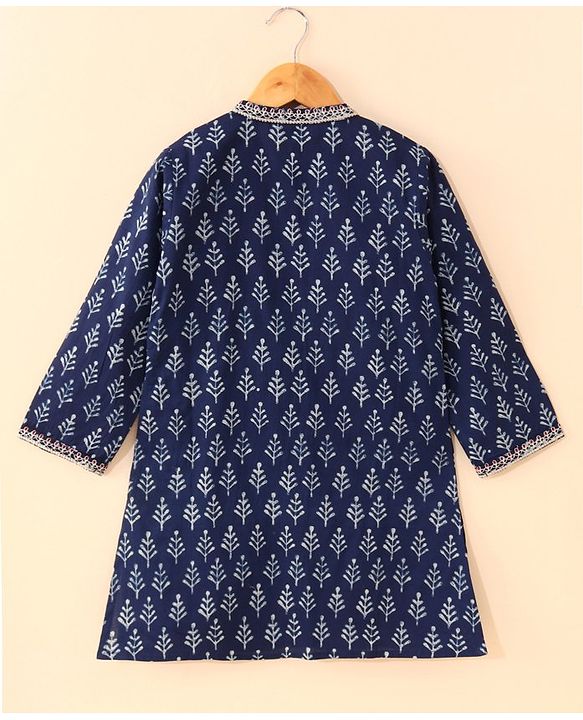 Babyhug Full Sleeves Kurta and Dhoti Set - Indigo