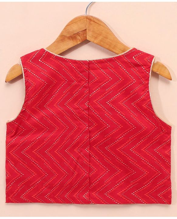 Babyhug Woven Sleeveless Choli & Lehenga Set with Dupatta Embellished & Printed - Red