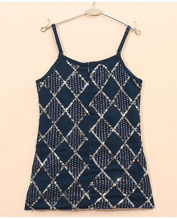 Babyhug Singlet Kurti & Sharara with Dupatta Sequins Detailing - Blue
