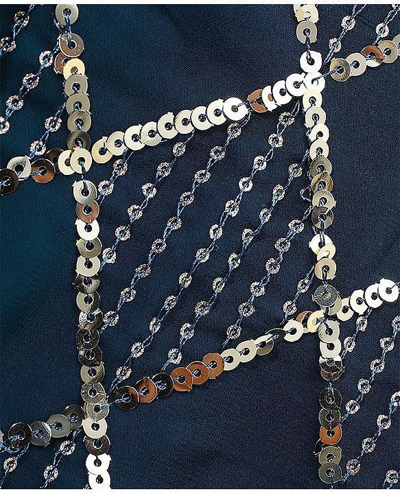 Babyhug Singlet Kurti & Sharara with Dupatta Sequins Detailing - Blue