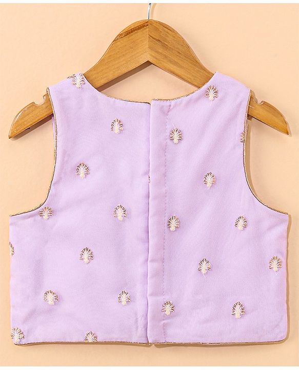 Babyhug Sleeveless Choli & Lehenga With Dupatta Embroidery & Net Detailing - Sheer Lilac