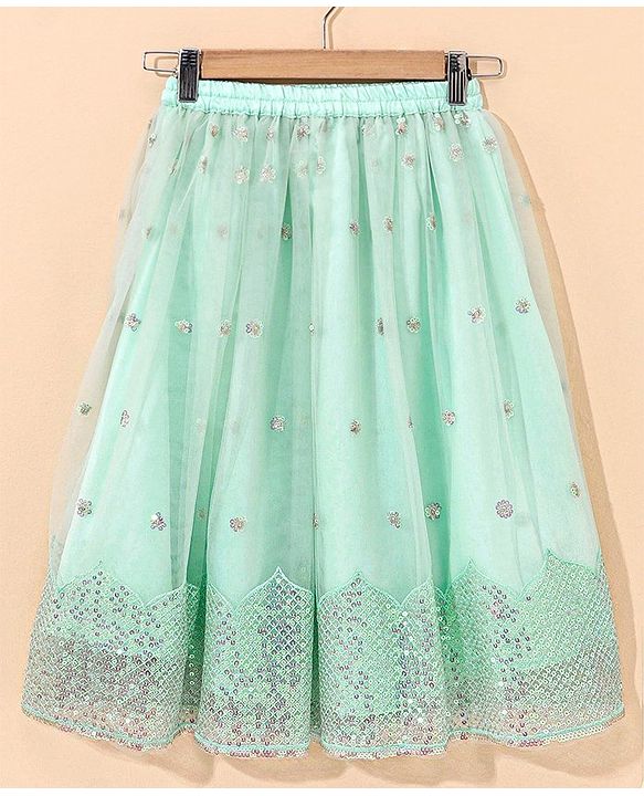 Babyhug Sleeveless Choli Lehenga And Dupatta Sequin Embellished - Blue