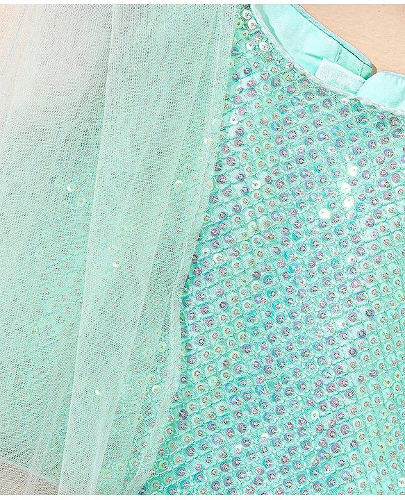 Babyhug Sleeveless Choli Lehenga And Dupatta Sequin Embellished - Blue