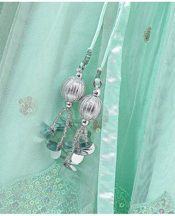 Babyhug Sleeveless Choli Lehenga And Dupatta Sequin Embellished - Blue