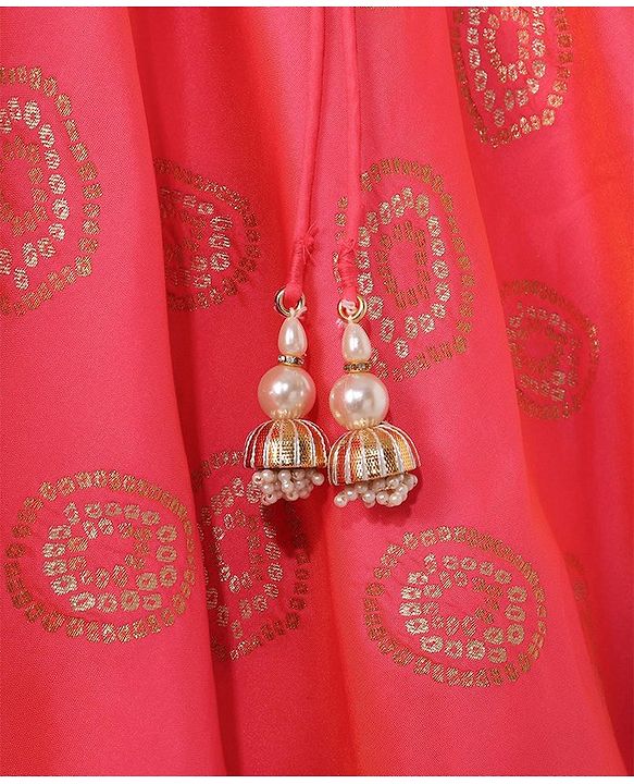 Babyhug Woven Sleeveless Choli & Lehenga With Dupatta Embellished Embroidery- Pink