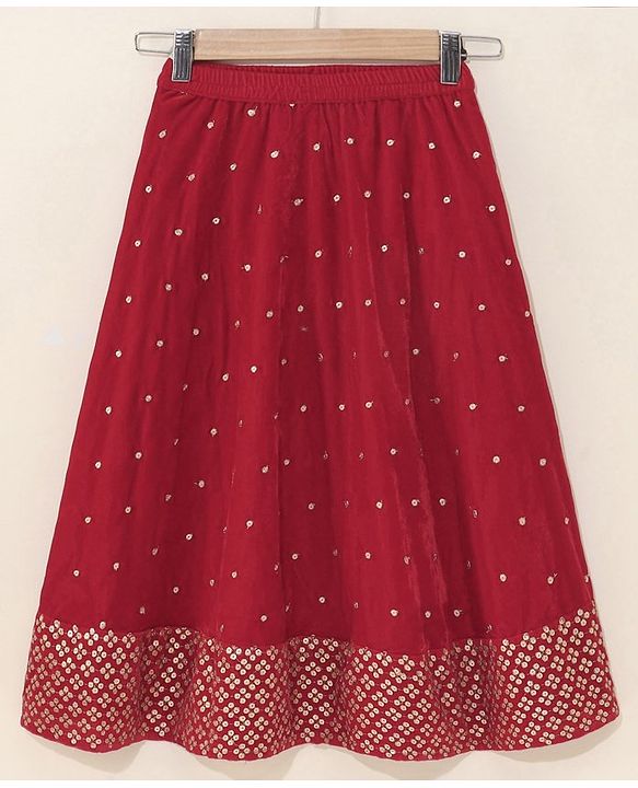 Babyhug Woven Sleeveless Embroidery Choli Lehenga With Dupatta - Red