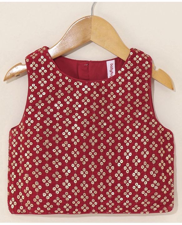 Babyhug Woven Sleeveless Embroidery Choli Lehenga With Dupatta - Red