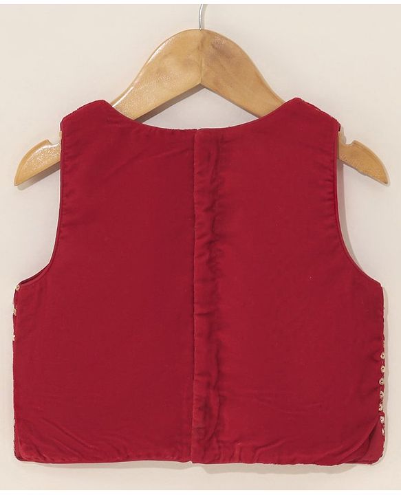 Babyhug Woven Sleeveless Embroidery Choli Lehenga With Dupatta - Red