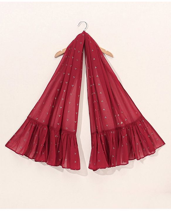 Babyhug Woven Sleeveless Choli With Embroidered Lehenga & Dupatta - Red