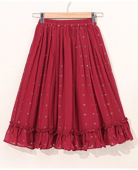 Babyhug Woven Sleeveless Choli With Embroidered Lehenga & Dupatta - Red