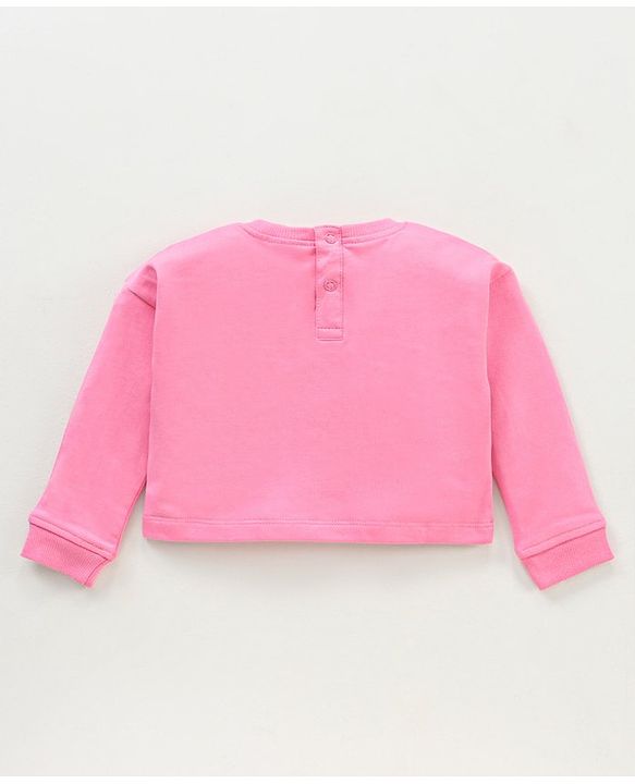 Babyhug 100% Cotton Full Sleeves Winterwear Crop Top with Text Print- Pink