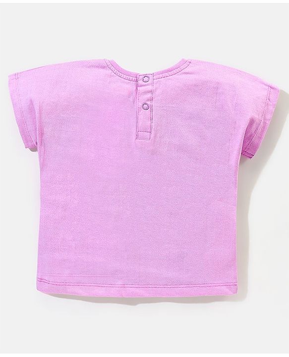 Babyhug 100% Cotton Half Sleeves Tee With Text Graphics- Purple