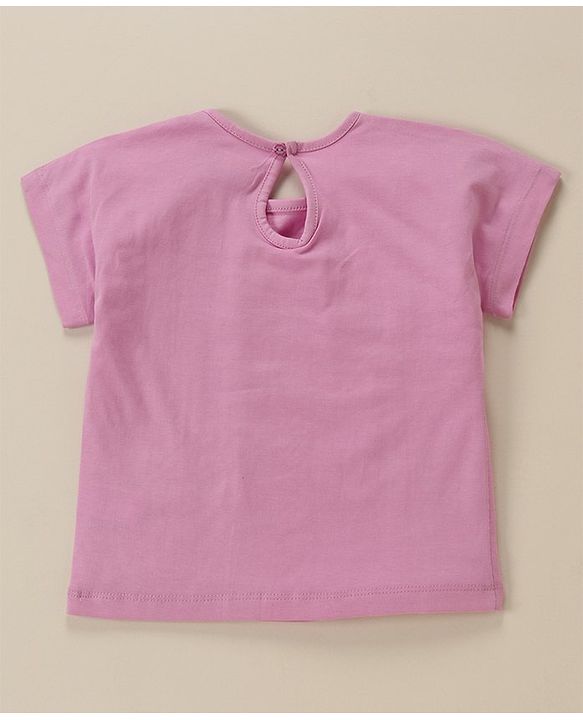 Babyhug 100% Cotton Half Sleeves Tee With Text Graphics- Purple