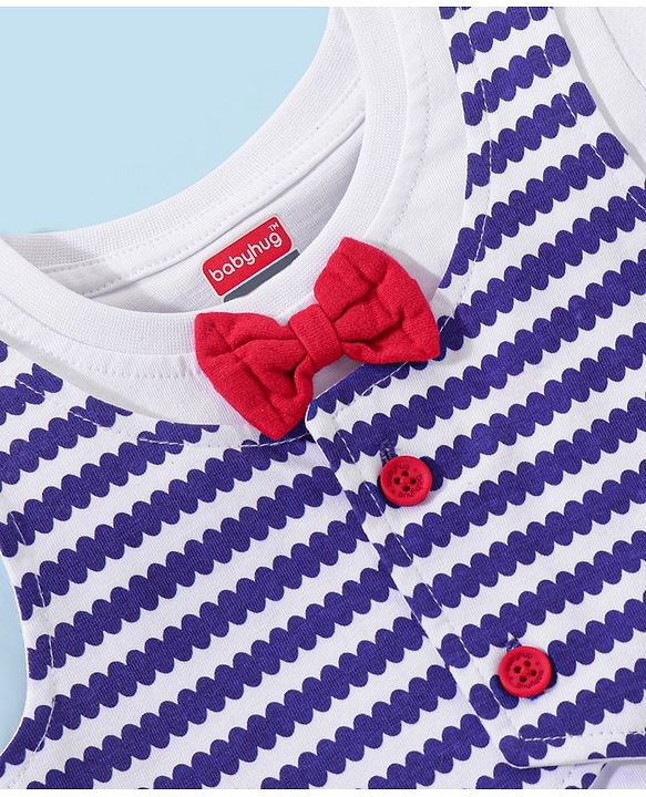 Babyhug 100% Cotton Half Sleeves T-Shirt & Bottomwear With Bow - Blue
