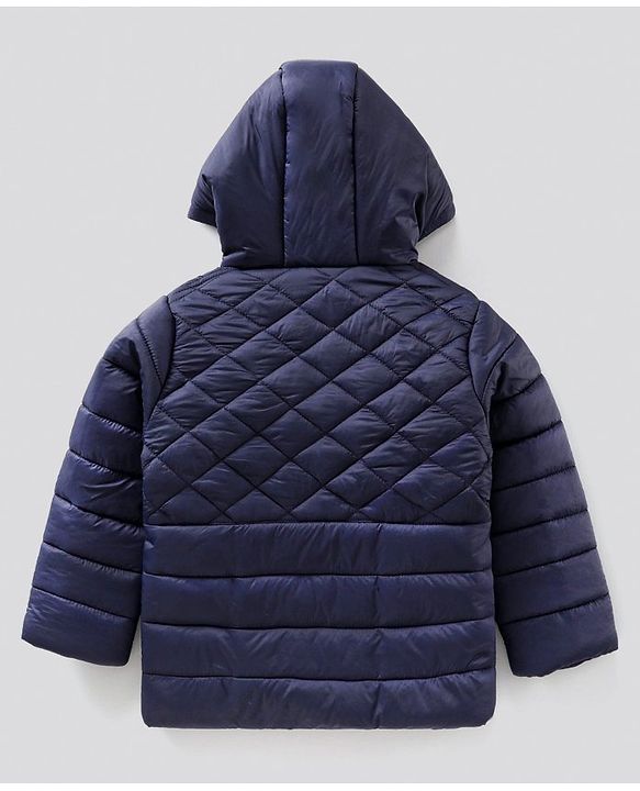 Pine Kids Hooded Full Sleeves Padded Jacket Solid- Navy Blue