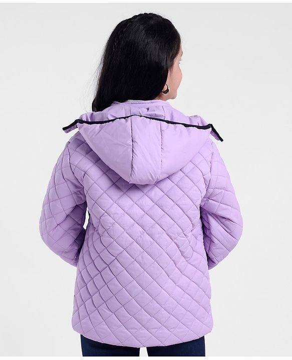 Pine Kids Full Sleeves Solid Padded Jacket With Detachable Hoodie - Violet