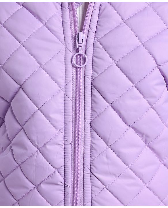 Pine Kids Full Sleeves Solid Padded Jacket With Detachable Hoodie - Violet