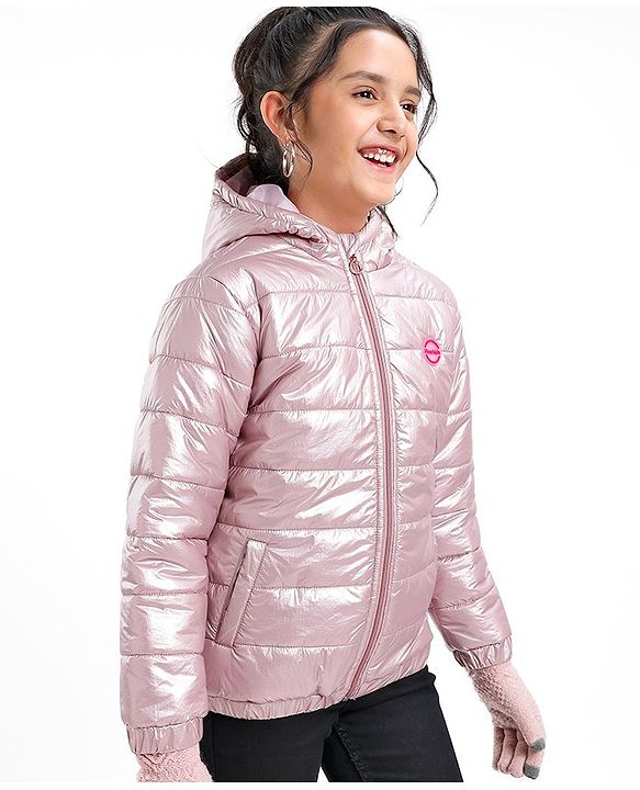 Pine Kids Full Sleeves Padded Hooded Jacket for Moderate Winter - Pink