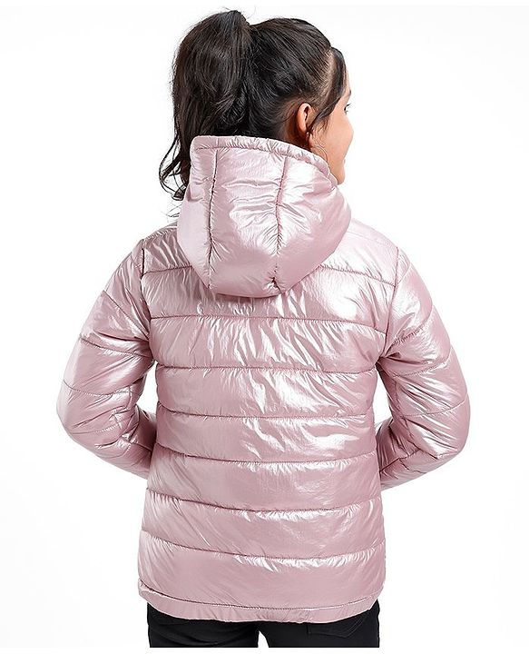 Pine Kids Full Sleeves Padded Hooded Jacket for Moderate Winter - Pink