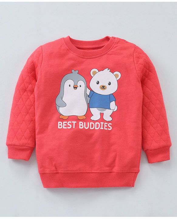 Babyhug Cotton Knit to Knit Full Sleeves Text Printed Tee & Lounge Pant - Red