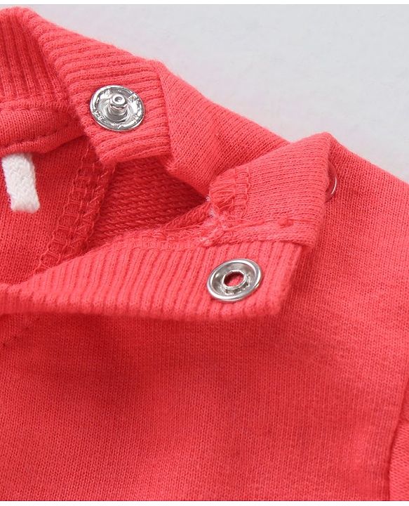 Babyhug Cotton Knit to Knit Full Sleeves Text Printed Tee & Lounge Pant - Red