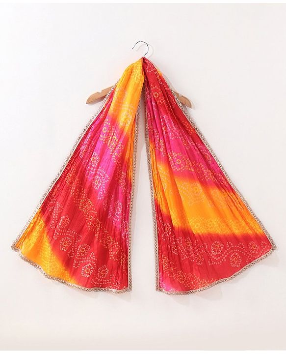 Babyhug Woven Sleeveless Bandhani Print Choli Lehenga With Dupatta - Red