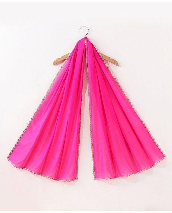 Babyhug Woven Sleeveless Embroidery Choli Lehenga With Dupatta - Dark Pink
