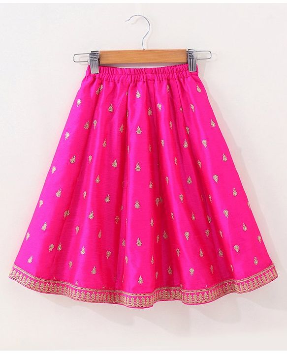Babyhug Woven Sleeveless Embroidery Choli Lehenga With Dupatta - Dark Pink