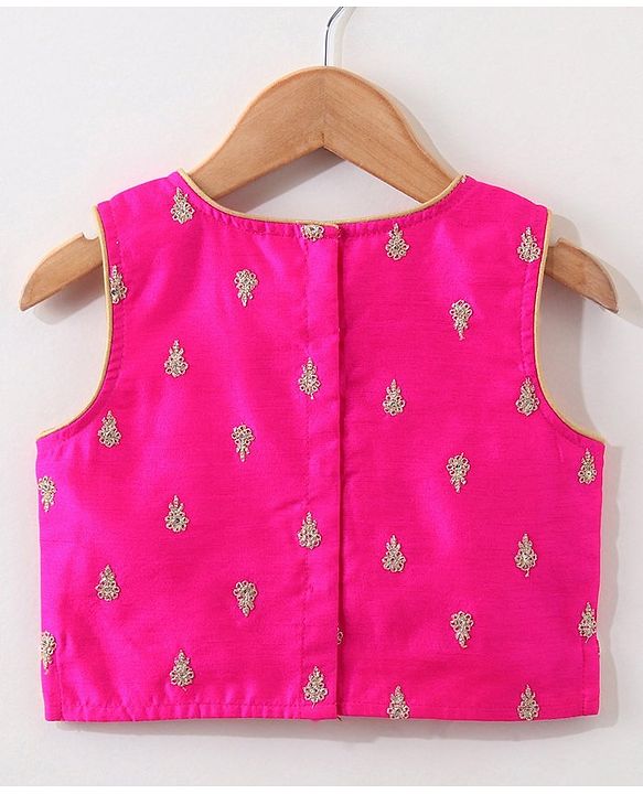 Babyhug Woven Sleeveless Embroidery Choli Lehenga With Dupatta - Dark Pink
