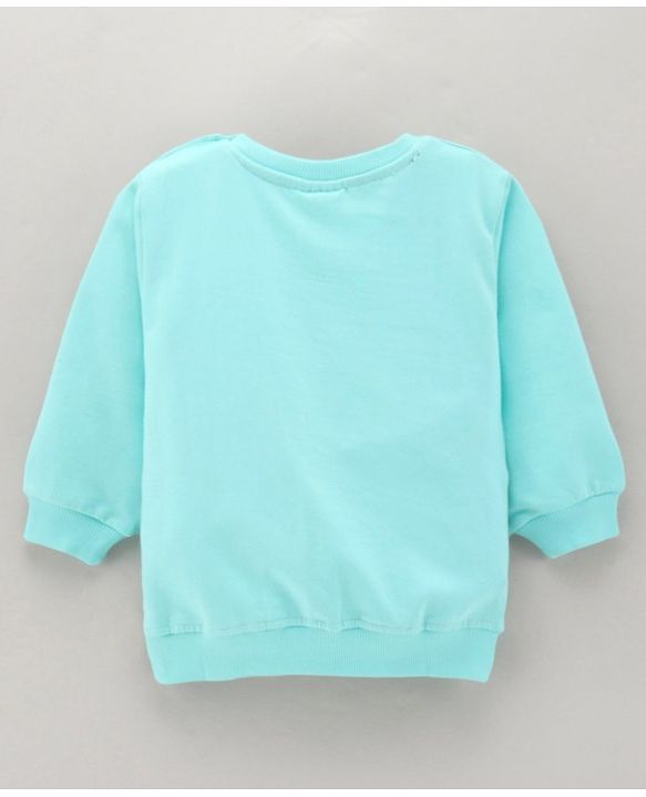 Babyhug Full Sleeves Cotton Knit MICKEY MOUSE Print Sweatshirt with Glitter detailing- Blue