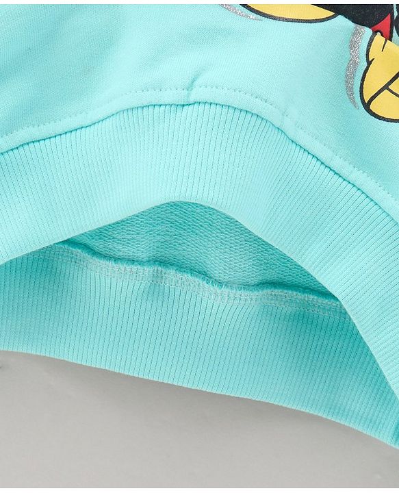 Babyhug Full Sleeves Cotton Knit MICKEY MOUSE Print Sweatshirt with Glitter detailing- Blue