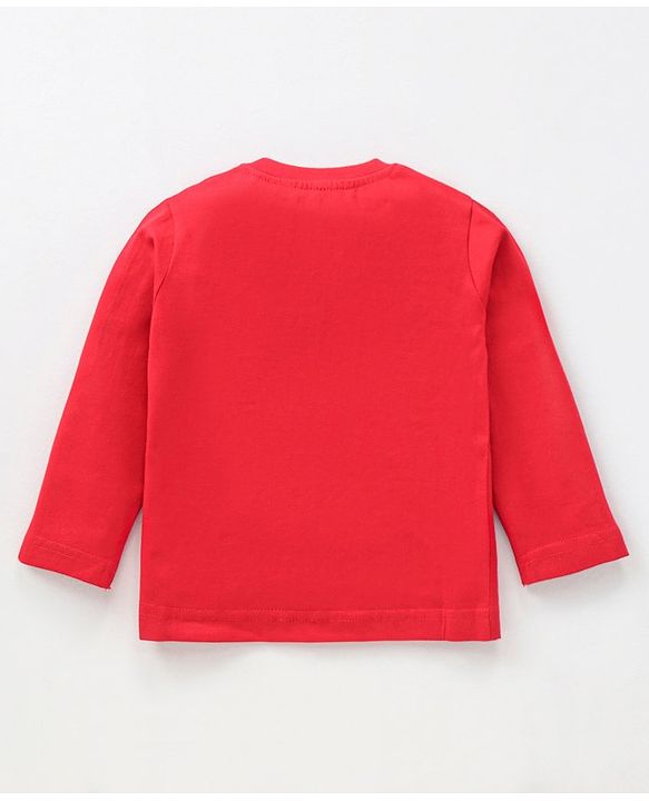 Babyhug Cotton Knit Full Sleeves T-Shirt Text & Emoji Print - Red