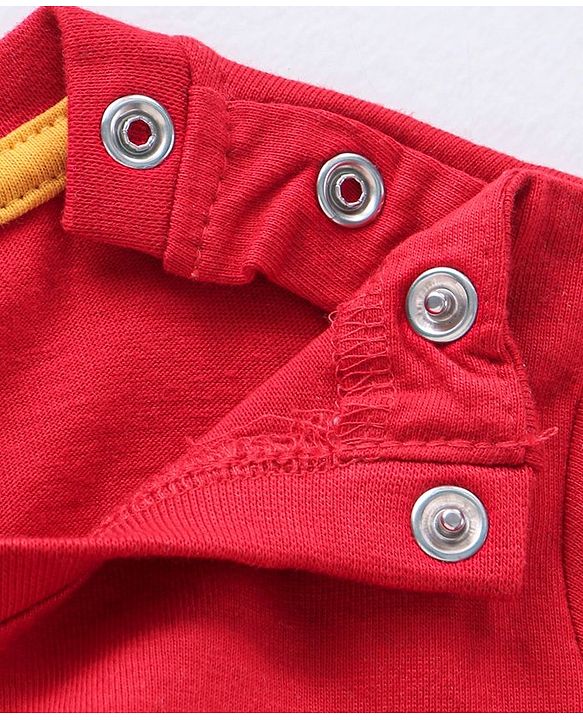 Babyhug Cotton Knit Full Sleeves T-Shirt Text & Emoji Print - Red