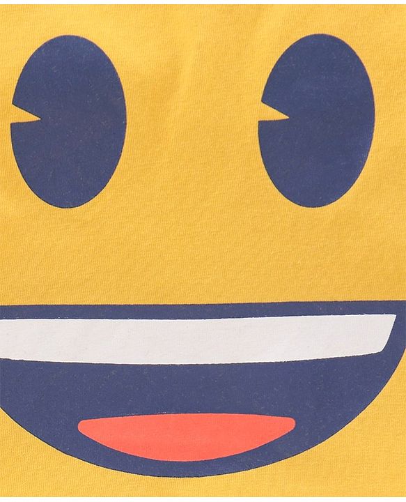 Babyhug Cotton Full Sleeves T-Shirt Smiley Print - Yellow