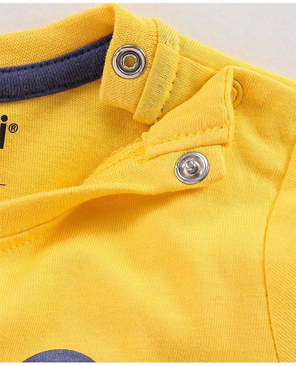 Babyhug Cotton Full Sleeves T-Shirt Smiley Print - Yellow