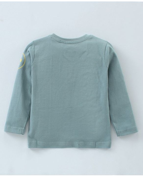 Babyhug Cotton Knit Full Sleeves T-Shirt Smiley Printed - Grey