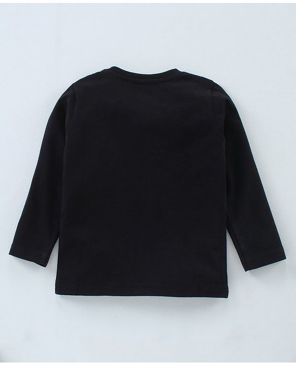 Babyhug Cotton Knit Full Sleeves T-Shirt Text & Smiley Print - Black