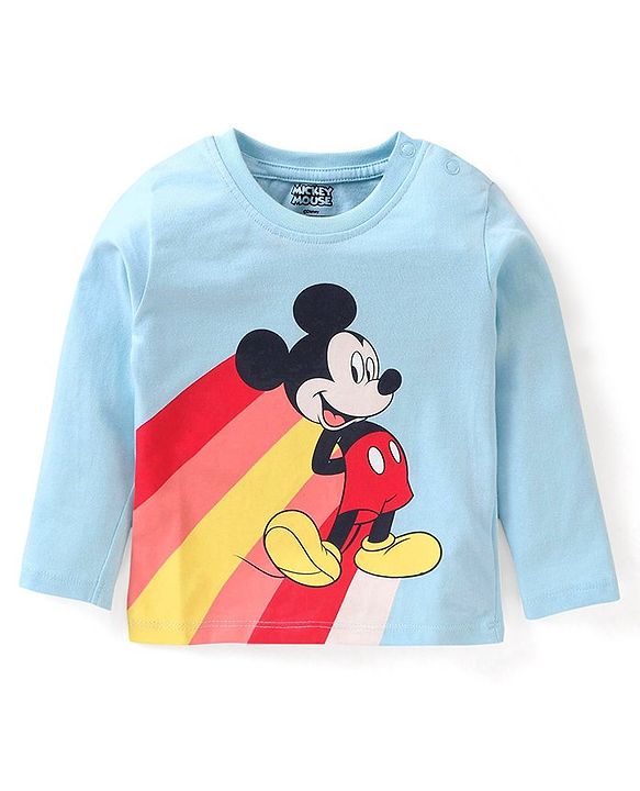 Babyhug Full Sleeves T-Shirt Mickey Mouse Print - Blue