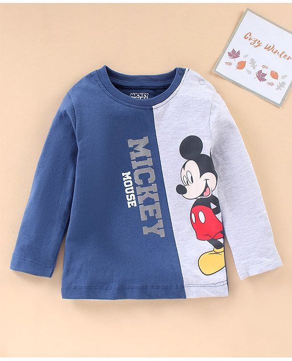 Babyhug Cotton Full Sleeves T-Shirt Mickey Mouse Printed - White