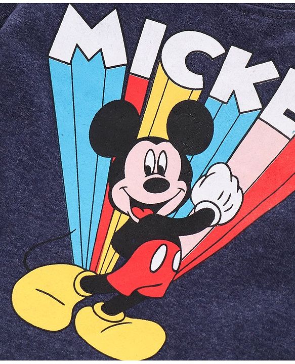 Babyhug Full Sleeves T-Shirt Mickey Mouse Print - Navy Blue